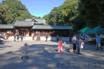 井草八幡宮 神門前広場と七五三ご家族の賑わいの様子（その1）