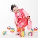 3歳七五三♥かわいい被布のお着物で楽しくスタジオ撮影